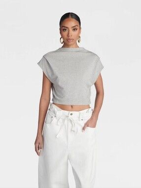 KBB by KAHLANA Women's Cropped 'The Back Twist T-Shirt' - Gray S